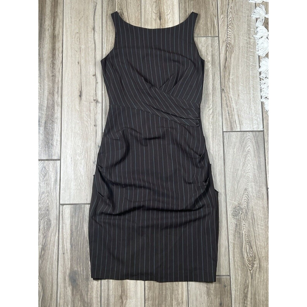 Nicole Miller Womens Brown Dress Sheath 8 Sleeveless Fitted Ruched